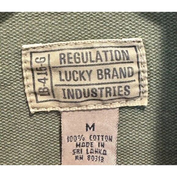 Lucky Brand Regulation Size Medium Jacket Green Military Distressed Pockets - Picture 6 of 7